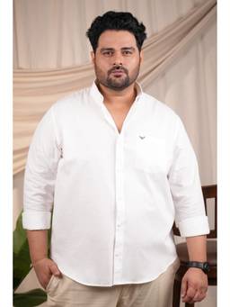 Perch - Men Slim Fit Solid White Shirt