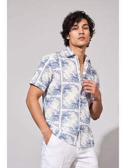 Simon Carter - Men Regular Fit Printed White Shirt