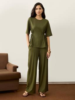 Femmella - True Stretch Olive Side Drawstring Co-Ord