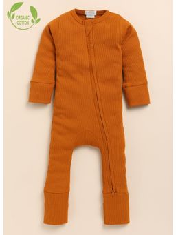 Cot and Candy - Full Sleeve Organic Cotton Kids Rust Zipsuit