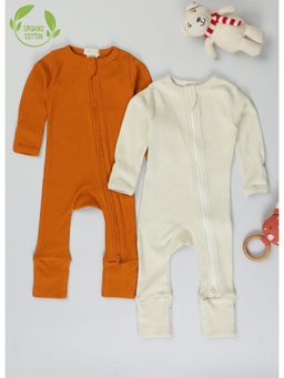 Cot and Candy - Full Sleeve Organic Cotton Kids Printed Zipsuit (Pack of 2)