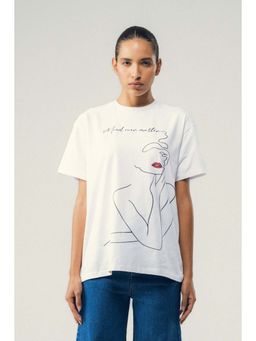 SOTBELLA - Line Art Print White T-Shirt