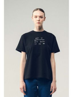 SOTBELLA - Black Quote Text Print T-Shirt