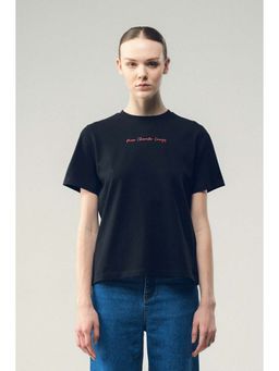 SOTBELLA - Black Slogan Text Print T-Shirt