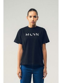 SOTBELLA - Black Moon Text Print T-Shirt