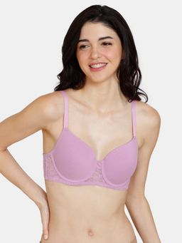 Zivame - Beautiful Basics Padded Wired 3-4th Coverage T-shirt Bra - Violet