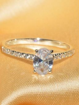 Margento Jewels - 925 Sterling Silver Designer Oval Shape Swarovski Zirconia Ring