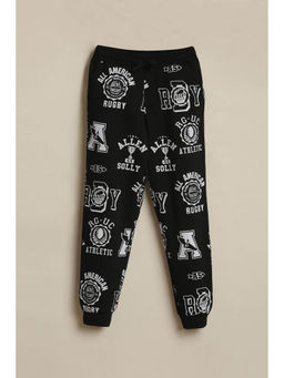 Allen Solly - Boys Black Graphic Print Joggers
