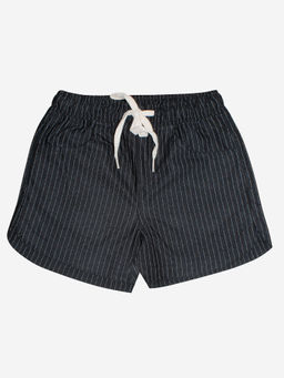 KiddoPanti - Girls Black Stripes Printed Basic Hot Shorts