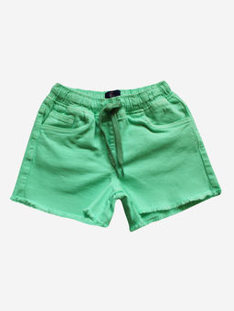 KiddoPanti - Girls Green Over Dyed Denim Hot Shorts