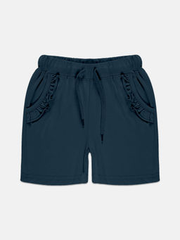 KiddoPanti - Girls Teal Frill Pocket Hot Shorts