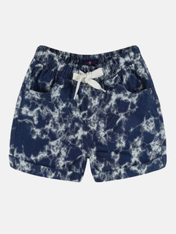 KiddoPanti - Girls Navy Blue Basic Tie dye Roll up Hot Shorts