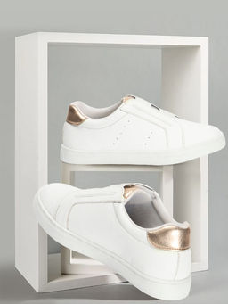 Carlton London - Women Fashionable White Color Lace-Ups Solid Sneakers