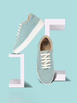 Carlton London - Women Fashionable Sky Blue Color Lace-Ups Solid Sneakers