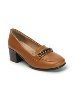 ELLE - Women Fashionable Camel Color Slip-On Solid Loafers