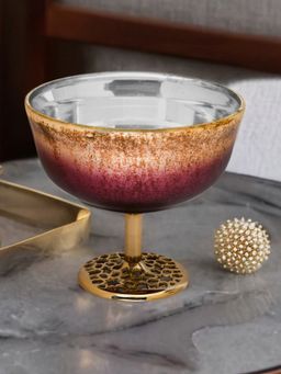 At Home by Nilkamal - Goblet Decorative Bowl -Onion Pink & Gold