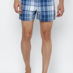 American Eagle - Men Blue Plaid Stretch Boxer Short Blue
