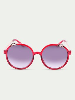 DukieKooky - Kids Purple Lens Red Oval Sunglasses with UV Protected Lens DKSG333B