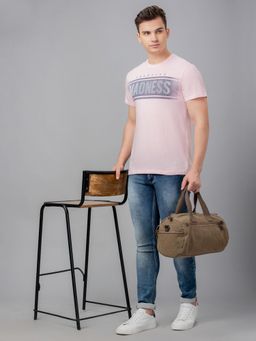 Globus - Men Pink Printed Cotton Round Neck Regular Fit T-shirt