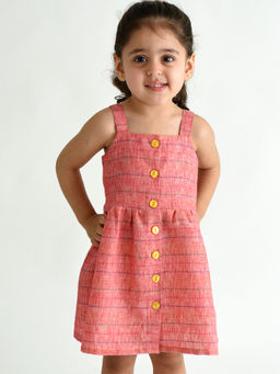 Campana - Girls Lisa Bohemian Dress Pastel Woven Stripe Pink