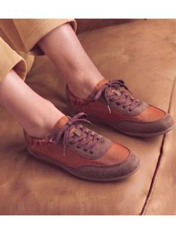 Pair ie Tales - Women Suede-Look Lace-Up Casual Sneakers - Brown