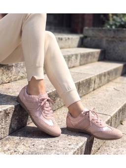 Pair ie Tales - Women Ribbon Lace-Up Low-Top Casual Sneakers - Pink