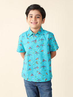 Fabindia - Blue Cotton Printed Shirt