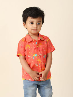 Fabindia - Red Cotton Printed Shirt