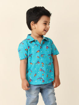 Fabindia - Blue Cotton Printed Shirt
