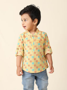 Fabindia - Yellow Cotton Printed Shirt