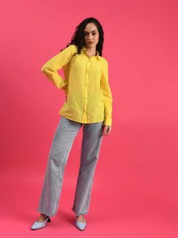 Attic Salt - Yellow Solid Deluxe Embellished Shirt