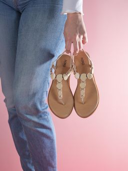 PEPPER - Women Elastic Round Toe Sandals- Beige