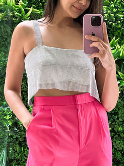 Urban Suburban - Silver Studded Crop Top