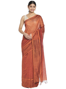 Fabindia - Rust Maheshwari Cotton Silk Saree