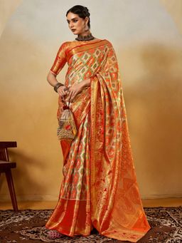 Vardha - Women Multi-Color Synthetic Woven Saree with Unstitched Blouse