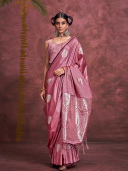 Vardha - Women Pink Synthetic Woven Saree with Unstitched Blouse