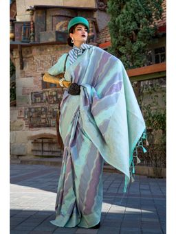 Vardha - Women Green Synthetic Woven Saree with Unstitched Blouse