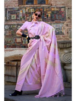 Vardha - Women Purple Synthetic Woven Saree with Unstitched Blouse