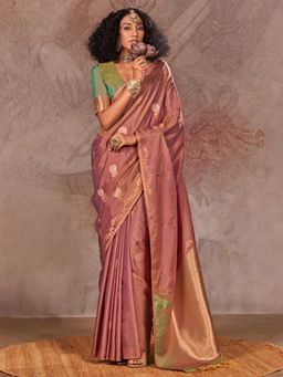 Vardha - Women Mauve Synthetic Woven Saree with Unstitched Blouse