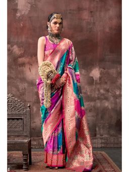 Vardha - Women Pink Synthetic Woven Saree with Unstitched Blouse