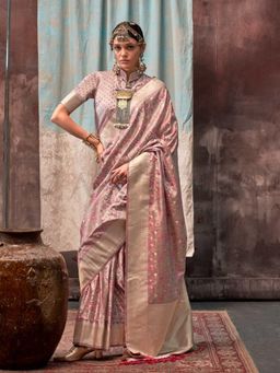 Vardha - Women Grey Synthetic Woven Saree with Unstitched Blouse