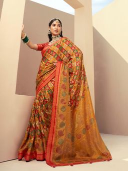Elora - Poly Viscose Georgette Rangkaat Banarasi Saree(Mustard Yellow)