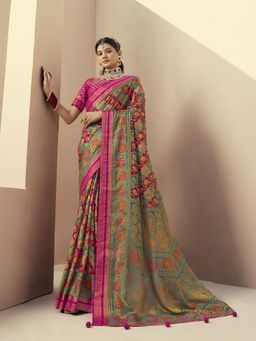 Elora - Poly Viscose Georgette Rangkaat Banarasi Saree(Teal)