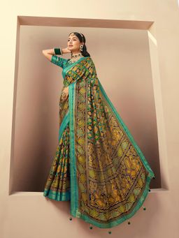 Elora - Poly Viscose Georgette Rangkaat Banarasi Saree(Teal Green)