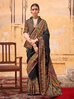 Elora - Poly Viscose Silk Pashmina Saree(Black)