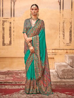 Elora - Poly Viscose Silk Pashmina Saree(Green)