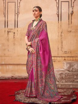 Elora - Poly Viscose Silk Pashmina Saree(Magenta)