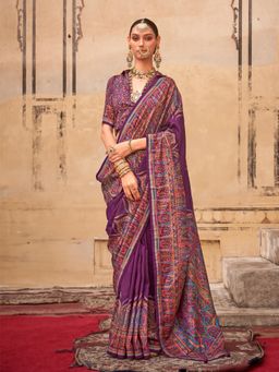Elora - Poly Viscose Silk Pashmina Saree(Wine)