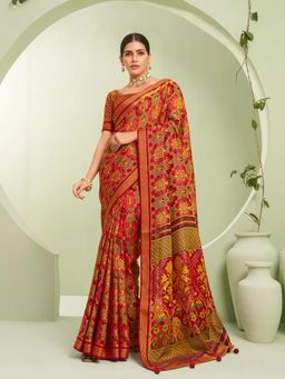 Elora - Poly Viscose Georgette Banarasi Saree(Red)
