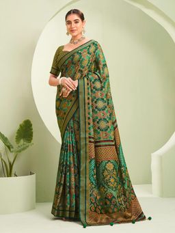 Elora - Poly Viscose Georgette Banarasi Saree(Green)